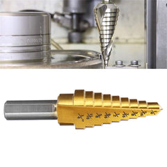 4pcs 3/16-1/2 1/4-3/4 1/8-1/2 Titanium Coated Step Drill Bit with Automatic Center Pin Punch