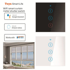 Smart WiFi Curtain Shutter Touch Door Switch EU Standard Remote Control Works with Alexa Google Voice Control