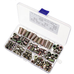 130Pcs M4-M10 Zinc Alloy Furniture Hex Drive Head Nuts Threaded Insert Nut Assortment Set