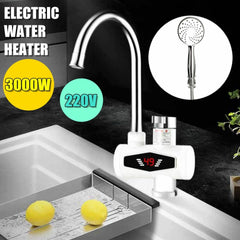 Electric Hot Water Faucet LED Display Instant Heating Kitchen Water Heater Stainless Steel Heating Dual Purpose Faucet,220V 3000W