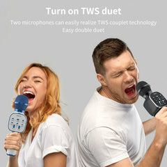Handheld Microphone Versatile Sound Change Metal Bluetooth 5.0 Condenser Mic Music Player for Singing