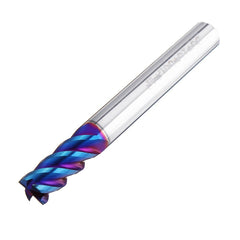 HRC60 5/6/8mm 4 Flutes Blue NACO Coated Tungsten Carbide Milling Cutter CNC Tool
