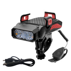 Bicycle LED Light USB Rechargeable Horn Phone Holder 4 in 1