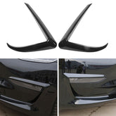 2Pcs Carbon Fiber Front Foglight Eyebrow Eyelids Cover Trim Fit For Tesla Model 3
