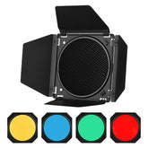 Barn Door Barndoor Kit with Honeycomb Grid 4 Color Gel Filters