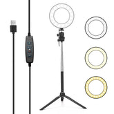 USB Dimmable Wide Dimming Range LED Round Fill in Light Tripod for Photo Selfie Photography