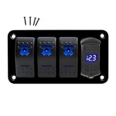 4 Gang Marine Boat Rocker Switch Panel, 12V/24V Waterproof RV LED Panel