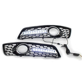 Replacement for AUDI A3 8P 09-13 Front Bumper Fog Light Lamp Grille Pair Set Left and Right