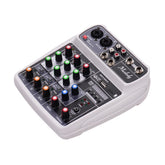 Compact Sound Card Mixing Console Digital Audio Mixer 4-Channel BT MP3 USB Input +48V Phantom Power