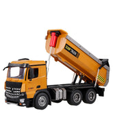2.4Ghz 1/14 Scale RC Dump Truck Construction Vehicle Toy with LED Lights and Simulation Sound for Kids