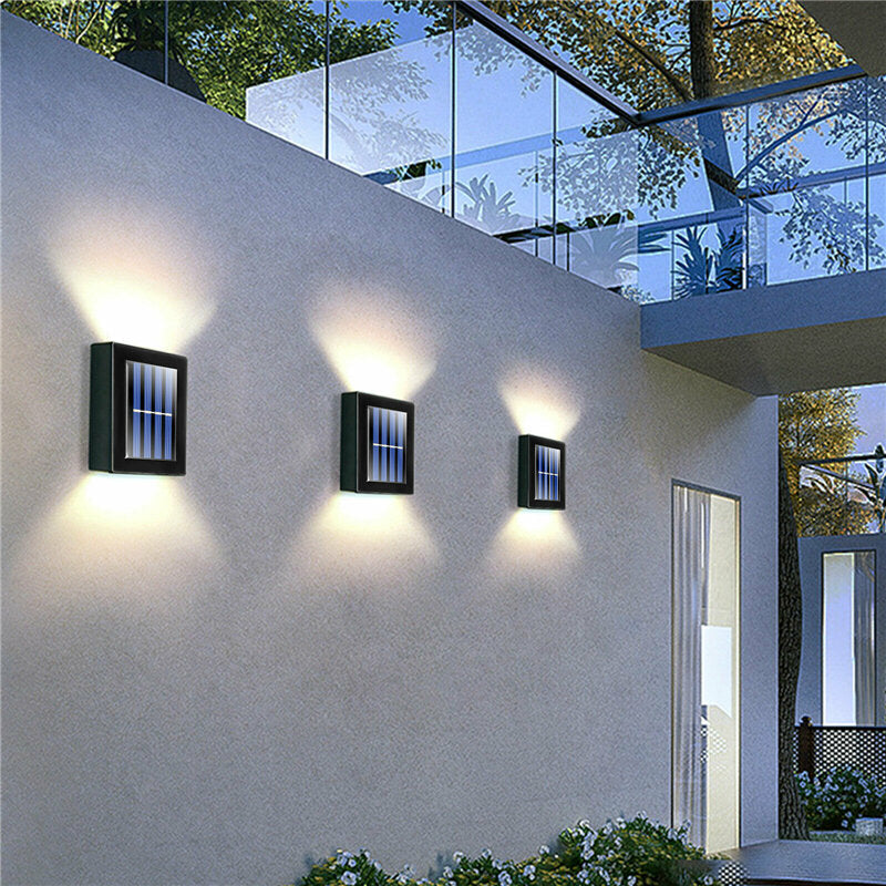 2Pcs Solar LED Wall Light Outdoor Deck Path Garden Patio Pathway Stairs Fence Lamp