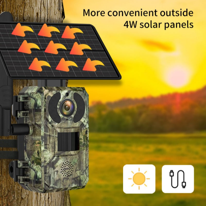 4MP 1440P 4G Wildlife Camera with Solar Panel, PIR Motion Sensor, Waterproof, Night Vision for Hunting and Trail Use