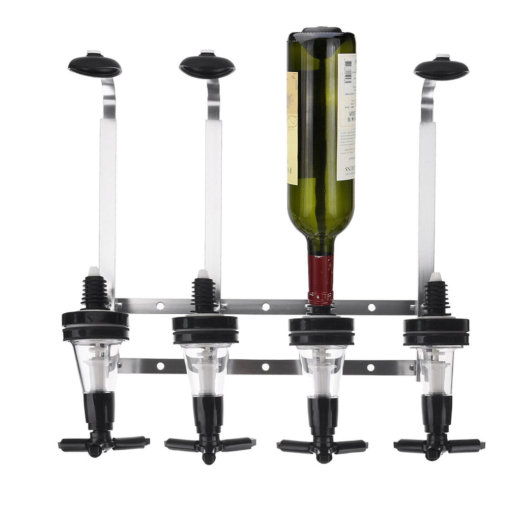 30ml Capacity Wall Mounted Stand 4 Bottle Alcoholic Drink Dispenser for Home Bar Drink Dispenser Pourer Rack