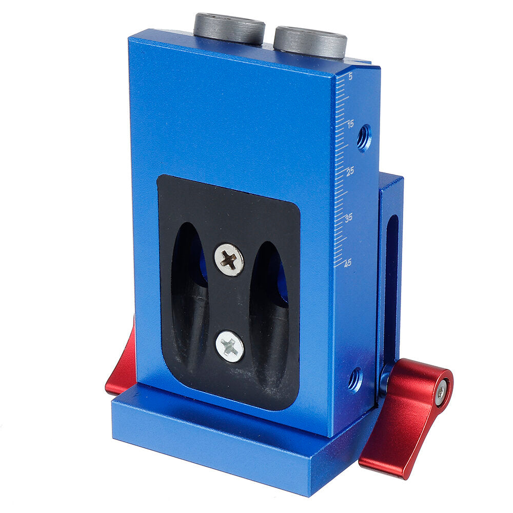 Blue Aluminum Alloy Diagonal Puncher Kit for Wood Drilling, Adjustable Pocket Jig with 9.5mm Drill Bit, 1 Set