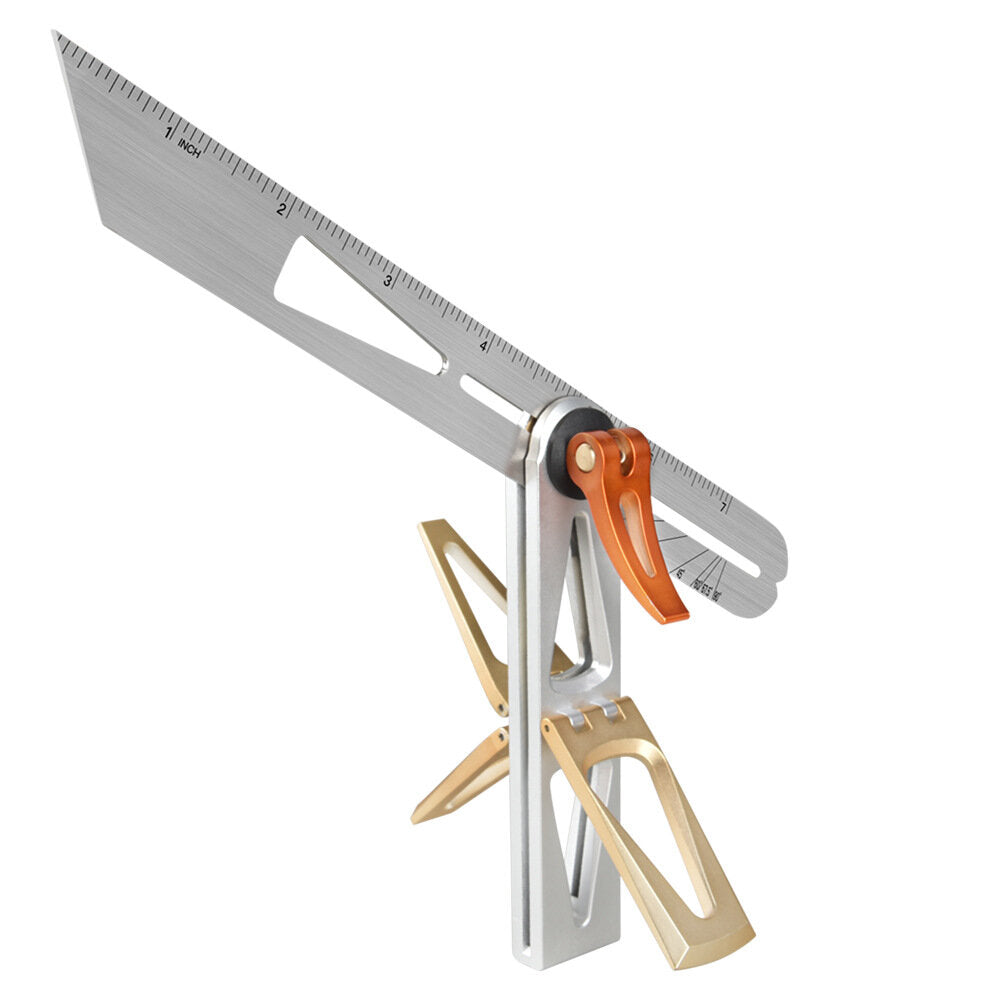 Multi-Functional Carpentry Square with Dual Scales, 90° Angle, Lock Knob - Stainless Steel Ruler, 300mm Length