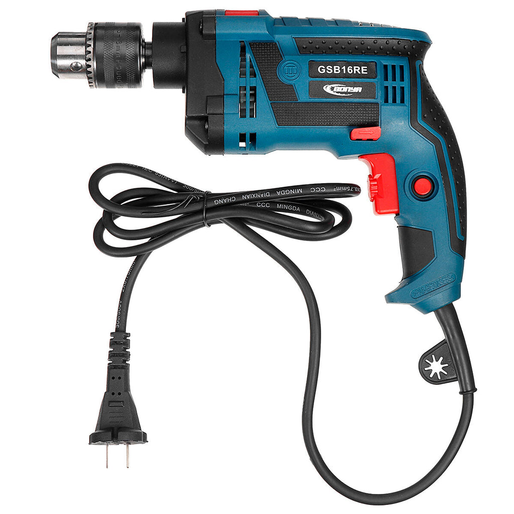 220V 1200W Electric Impact Hand Drill Bit Set Variable Speed Adjustable Woodworking Drill Power Tool