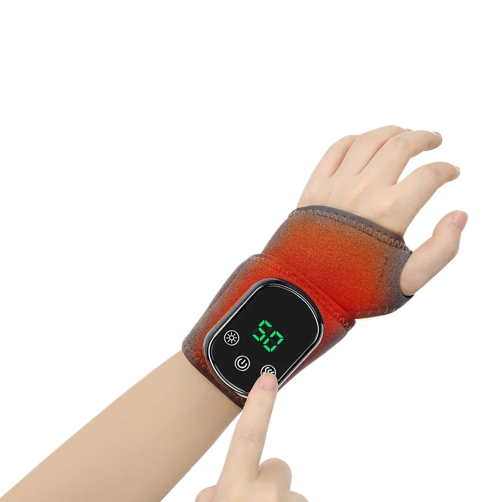 Electric Heating Ankle & Wrist Brace with Infrared Heat, Vibration Massage, Timer, and Breathable Fabric - Grey