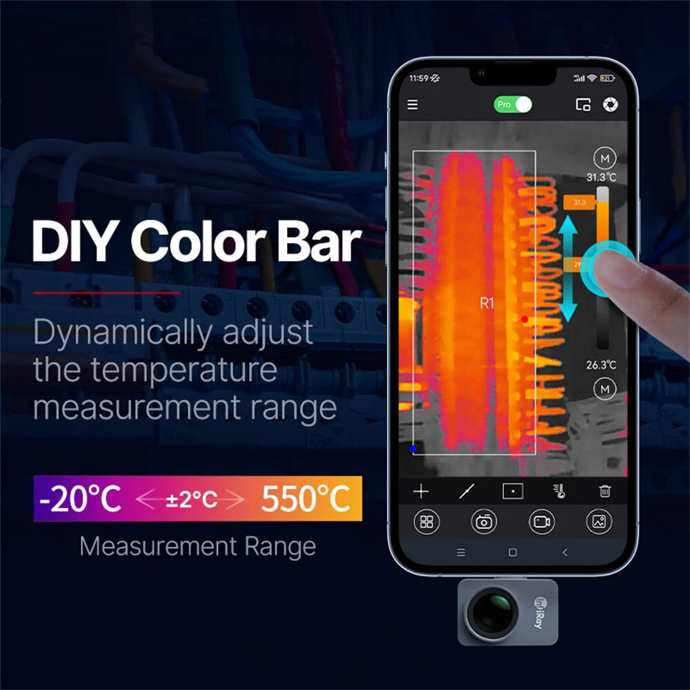GreenZech Elite Mobile 256 | High-Resolution Smartphone Thermal Camera | 256x192 HD Infrared Imager for PCB & HVAC Diagnostics (Android Type-C)