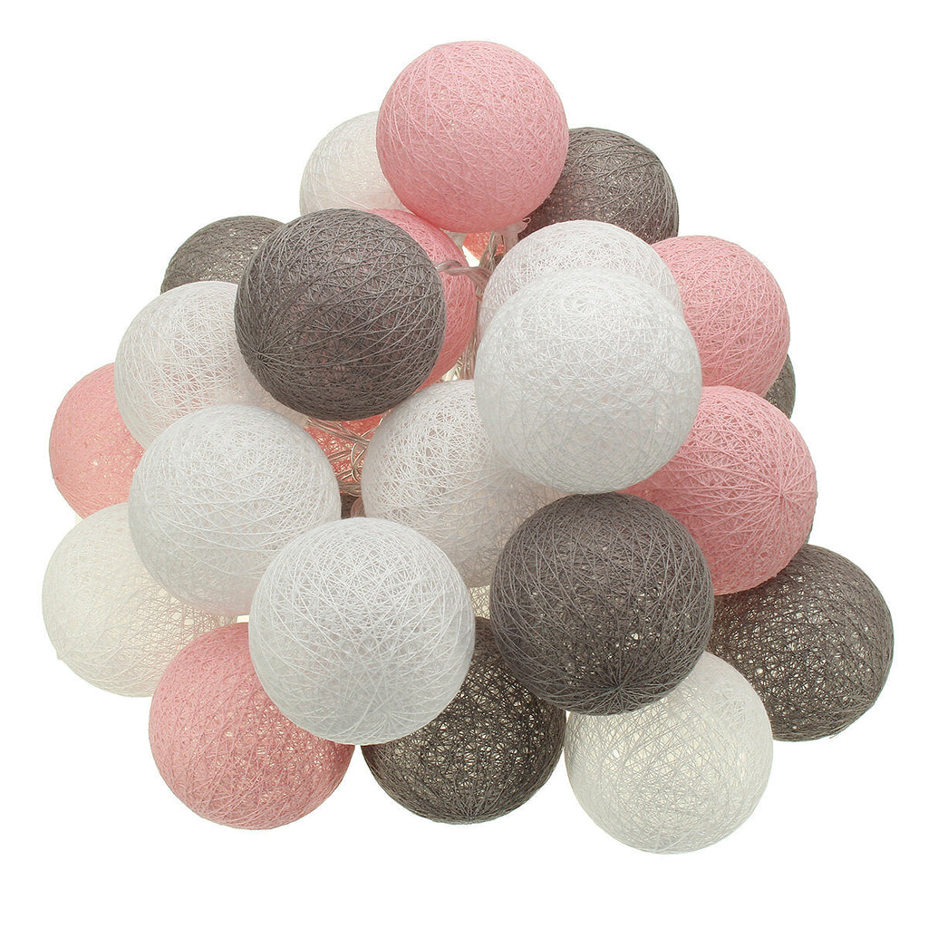 Battery Powered 30LEDs Pastel Cotton Ball String Lights for Holiday Decoration