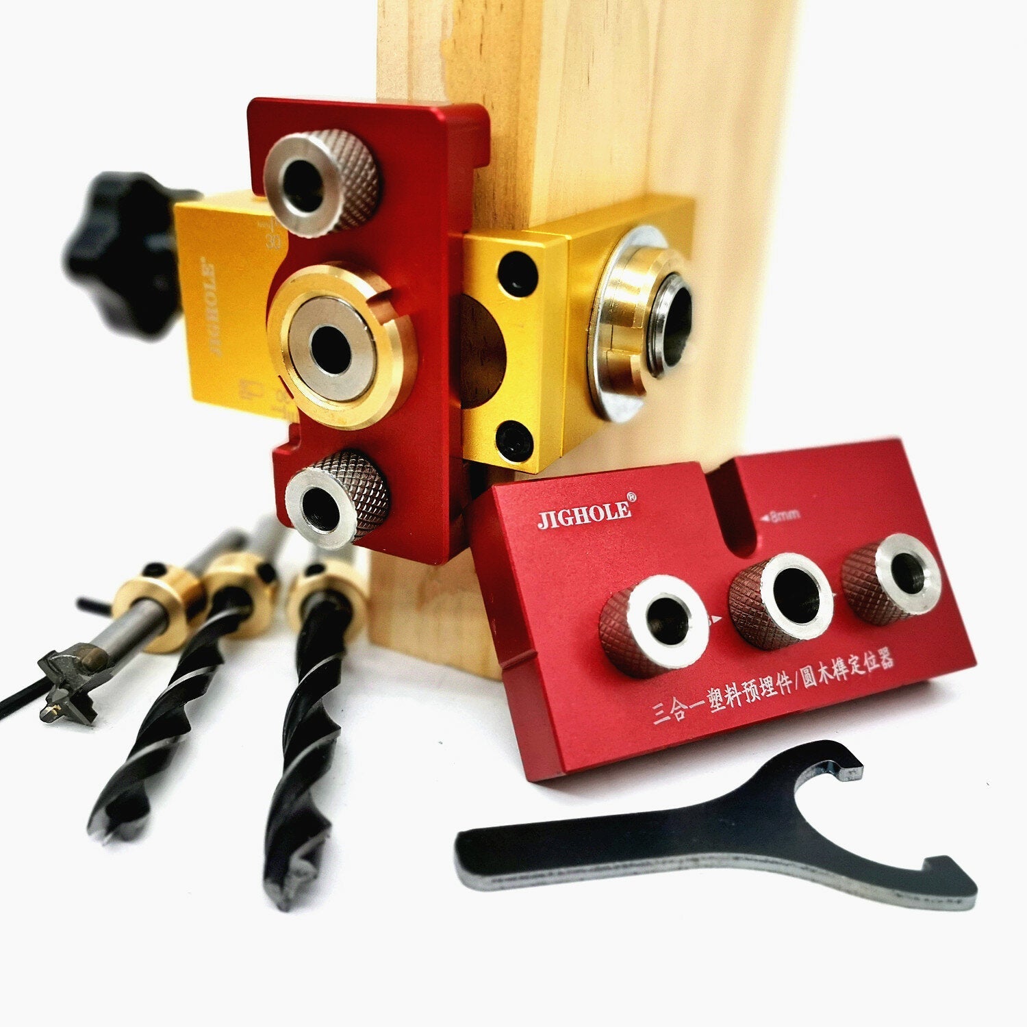 3 In 1 Dowelling Jig Woodworking Adjustable Aluminum Drilling Guide Locator