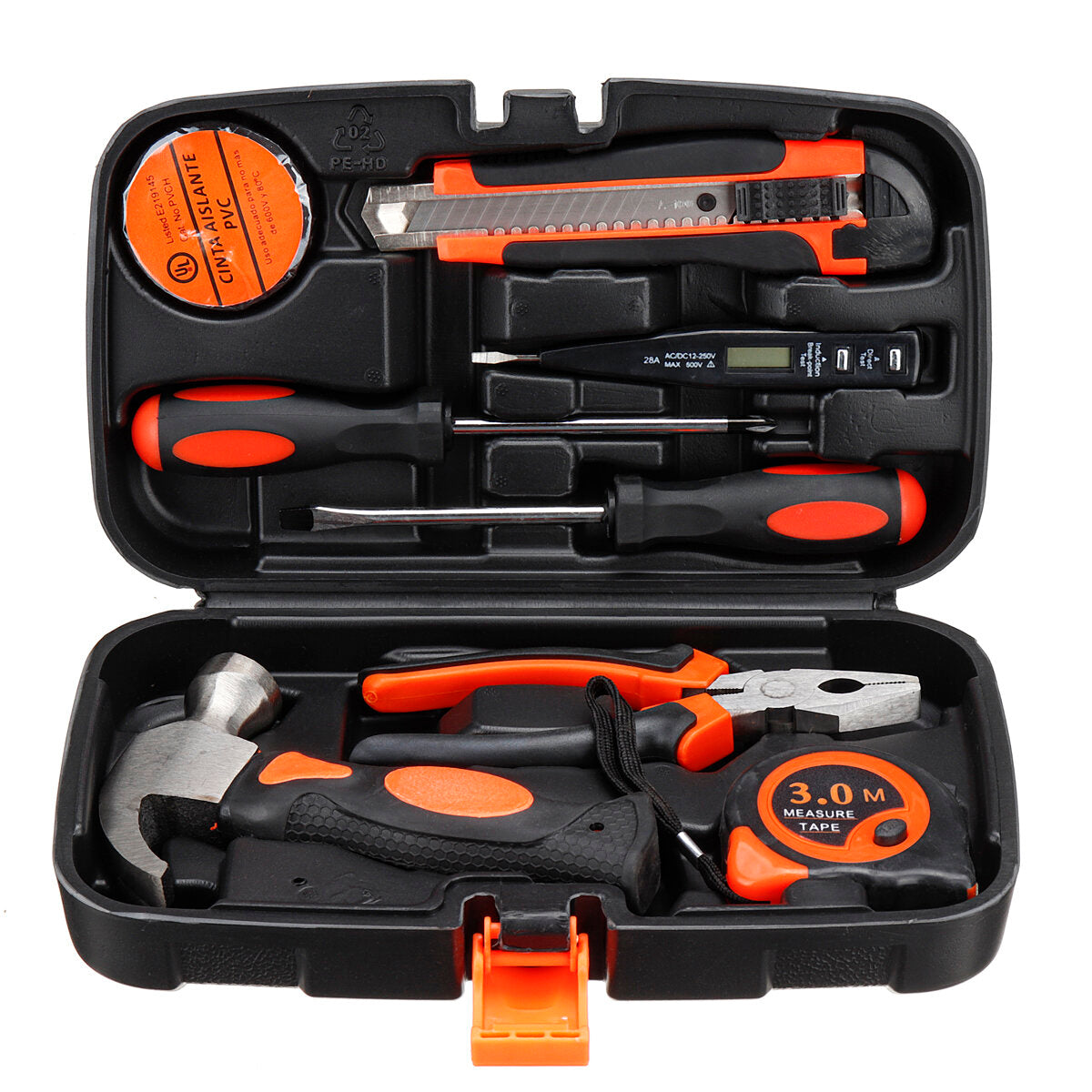 9/25/82/100 Pcs Household Repair Tool Kit Set Hammer Ruler Hand Tool Kit With Plastic Toolbox