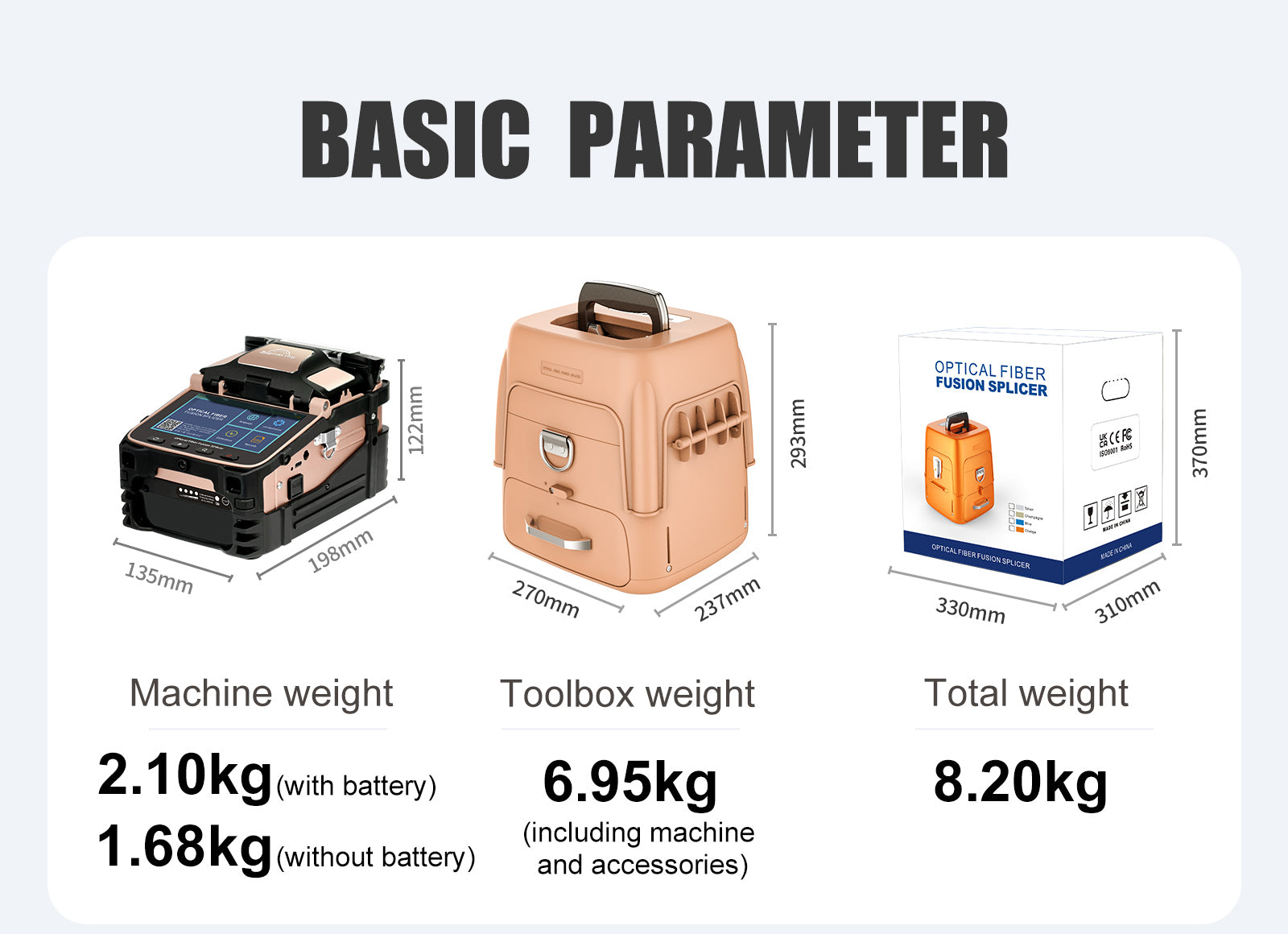 Optical Fiber Fusion Splicer 6 Motors Core Cladding Alignment 5 Inch Touchscreen 7800mAh Battery Bluetooth 4.2 Optical Power Meter VFL
