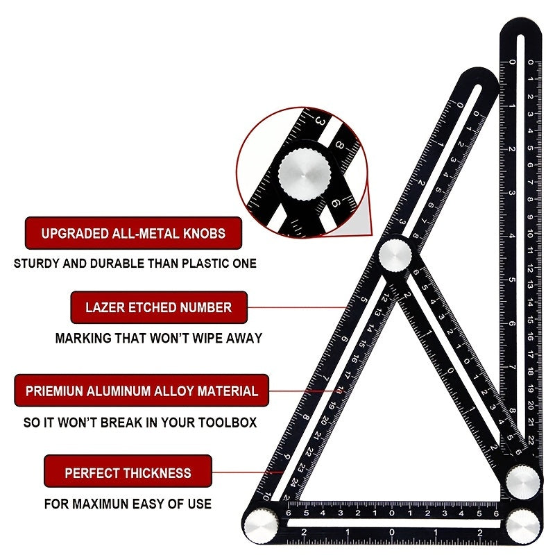Multi-angle Ruler Six-fold Folding Positioning Punching Tool For Woodworking