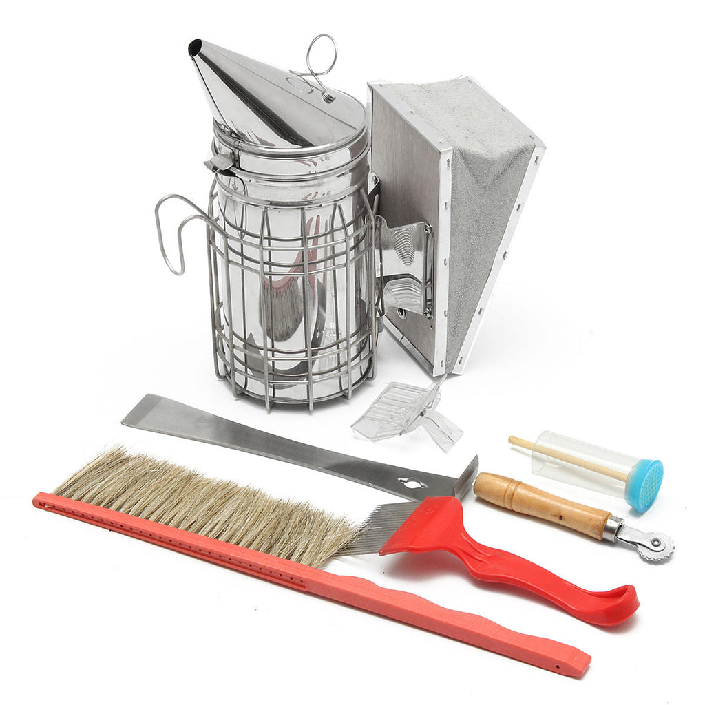 8PCS Equipment Smoker Brush Uncapping Fork Queen Catcher Comb Tool Beekeeping