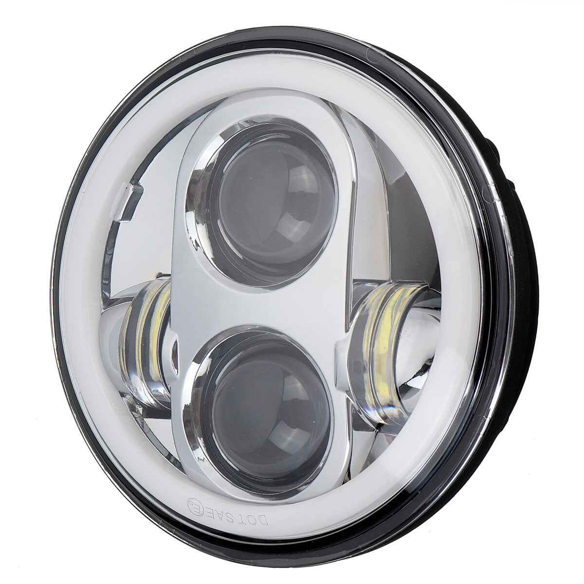 12V 5.75" 75W Projector LED Round Headlight Ring Angle Eyes DRL For Jeep/Harley