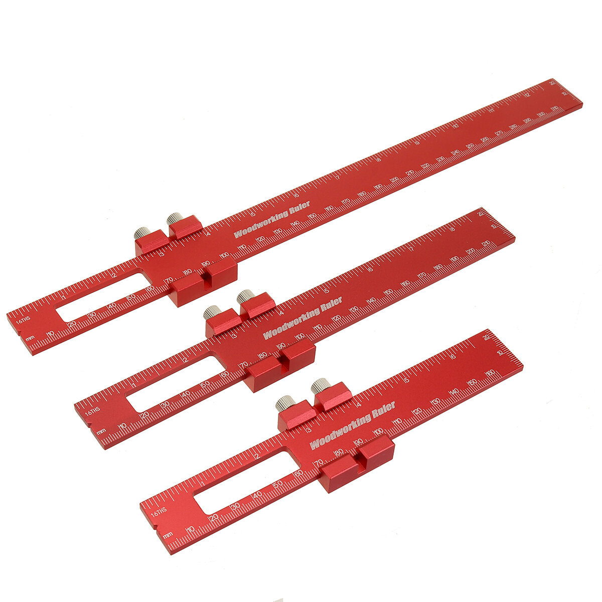 3pcs Aluminum Alloy Precision Pocket Ruler Set for Woodworking & Carpentry - 6", 8", 12" Measuring Gauges