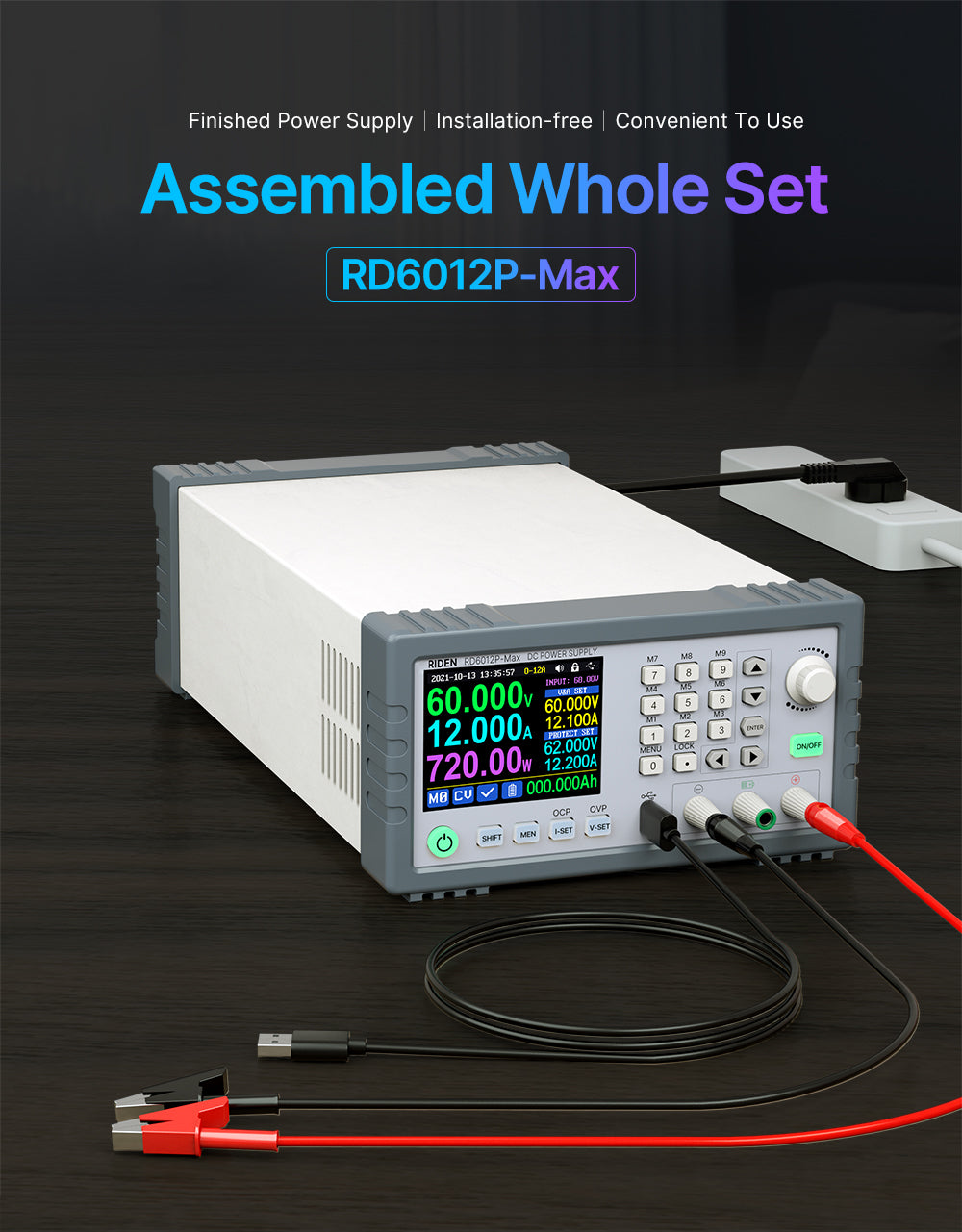 720W 60V 12A Completed Set 5 Digit AC to DC Laptop Mobile Phone Repair Regulated Power Supply