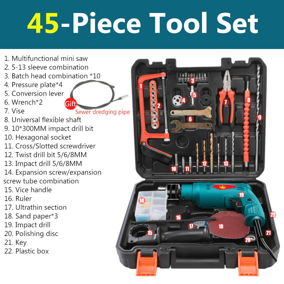 700W Household Multi-Function Electric Drill Double Bearing High-power Impact Wrench