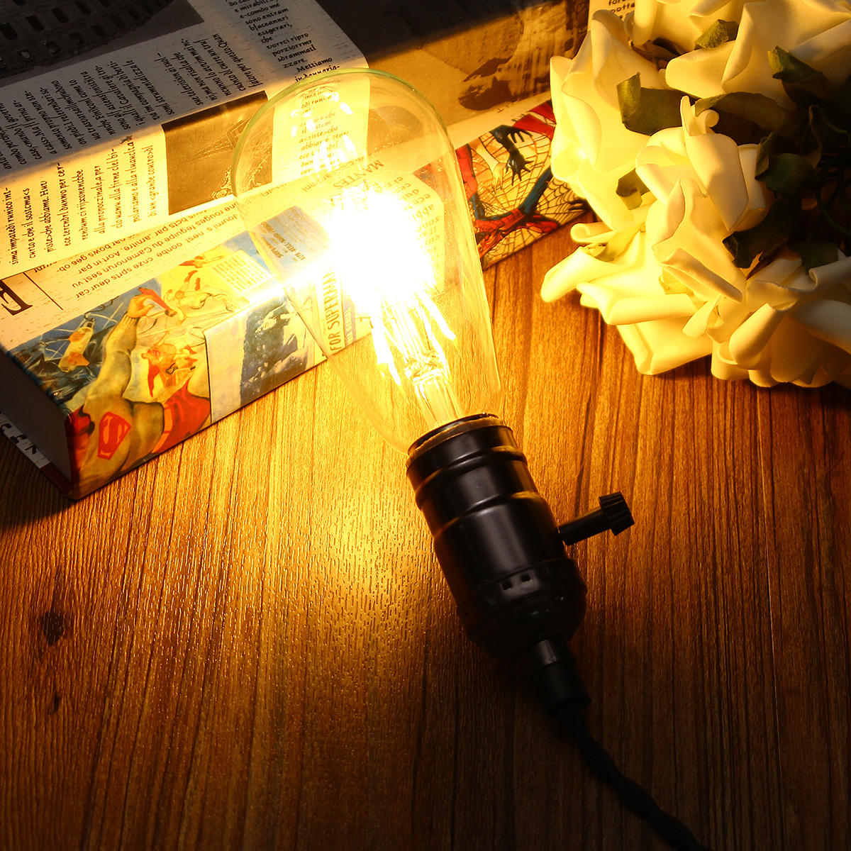 6W Clear Cover Dimmable Retro Vintage Filament LED Bulb Light Lamp AC110/220V