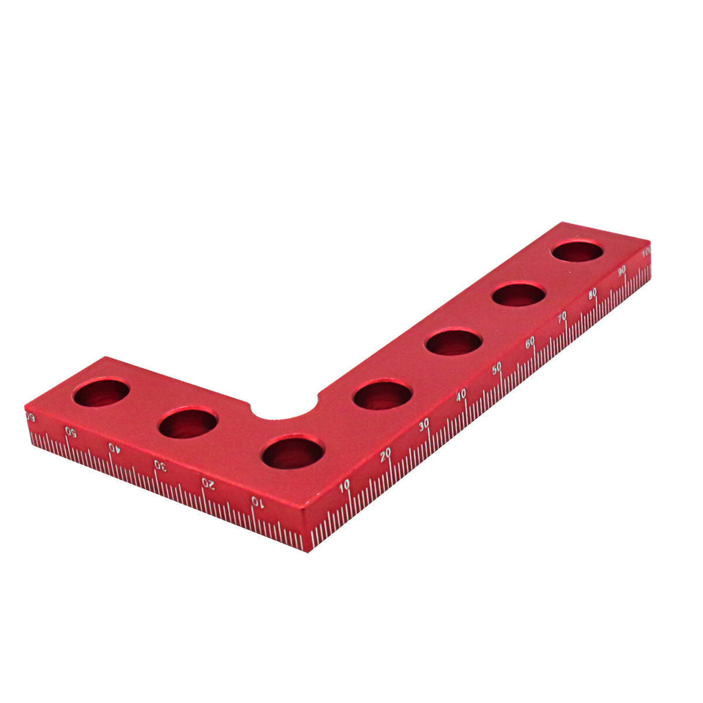 Compact Aluminum Carpenter Square Ruler - Precise Measurements, Multi-Function Tool, Portable Design, Red, 100x60mm