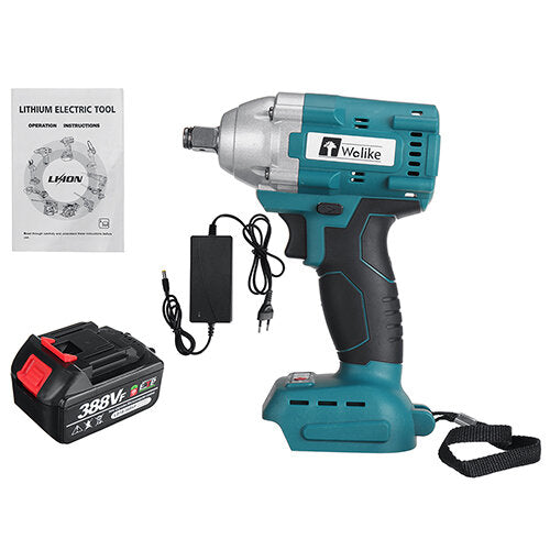 388VF Electric Brushless Impact Wrench LED Working Light Rechargeable Woodworking Maintenance Tool
