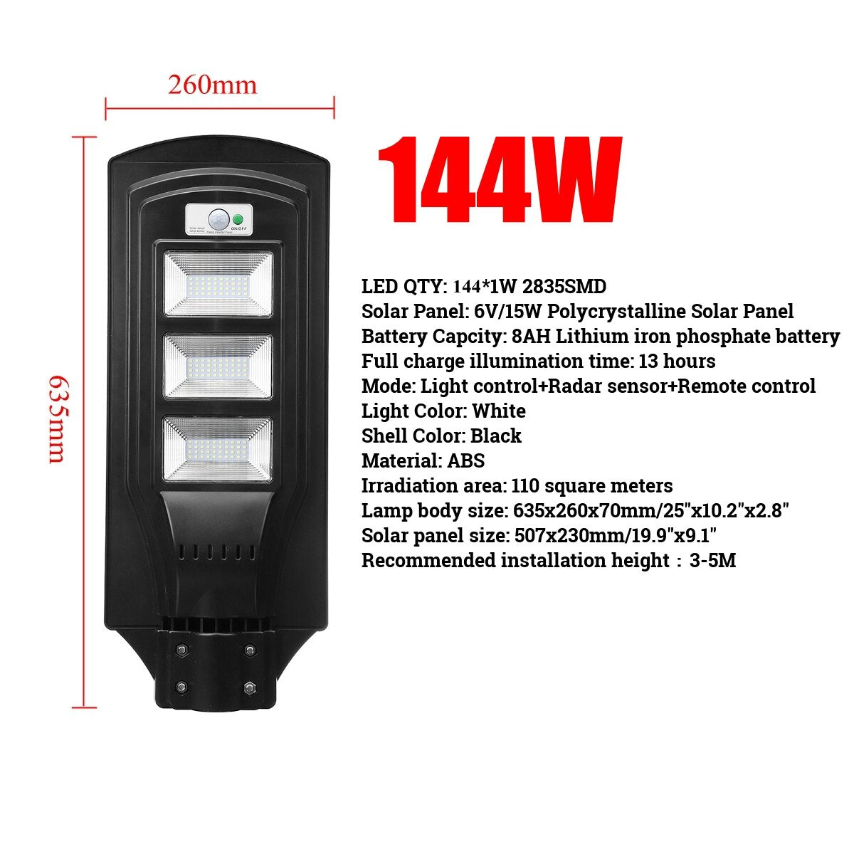 3000W LED Solar Street Light Flood Light Motion Sensor Remote Outdoor Garden