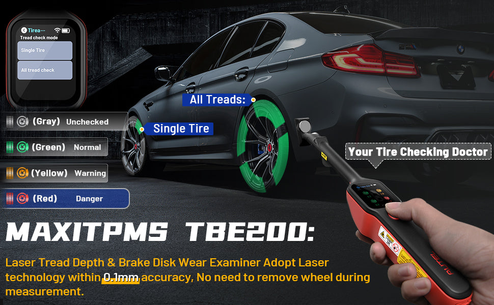 Tire Tread Laser Detector Brake Disc Wear Thickness Diagnostic Instrument Tool Compatible With ITS600