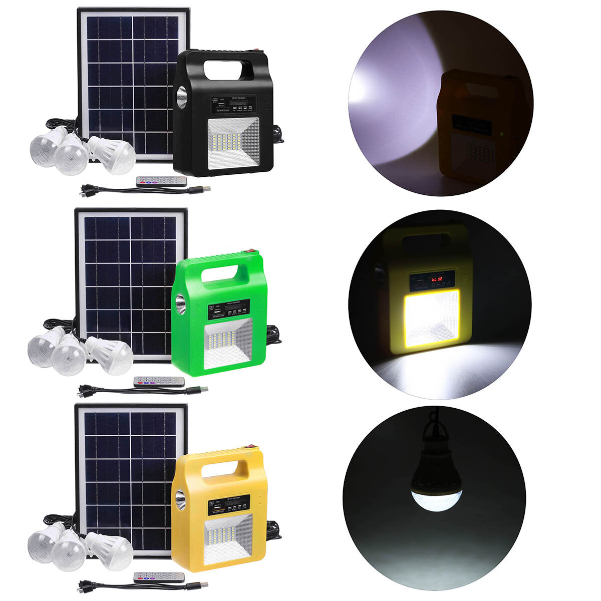 Portable bluetooth Solar Generator System Emergency LED Light Bulb Camping Radio Player+Remote Control