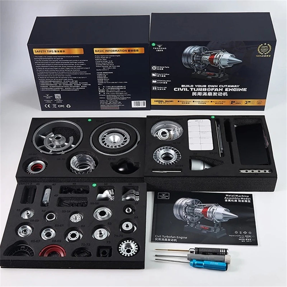 Turbofan Engine Model Assembly Kit with Built-in Battery Magnet Creative Desktop Ornaments Physics Experiment Science Education Toys