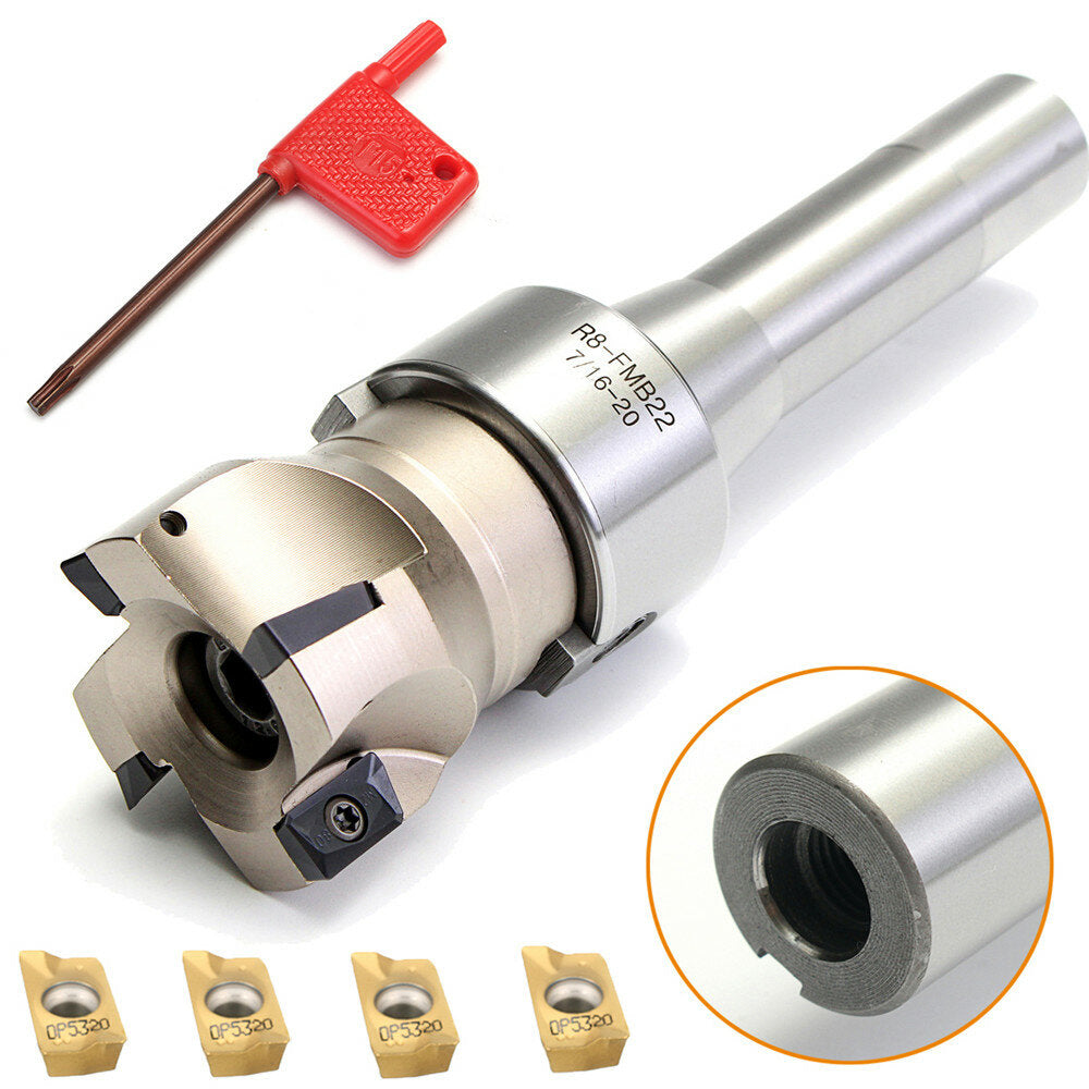 Straight Shank Arbor 400R Face End Mill Cutter with 4Pcs APMT1604 Carbide Inserts