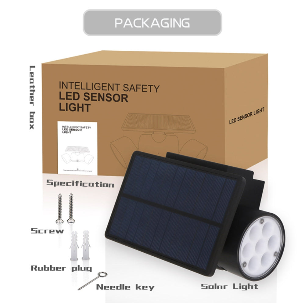 Solar Power 30 LED Rotatable Dual Head PIR Motion Sensor Wall Light Waterproof Outdoor Security Lamp