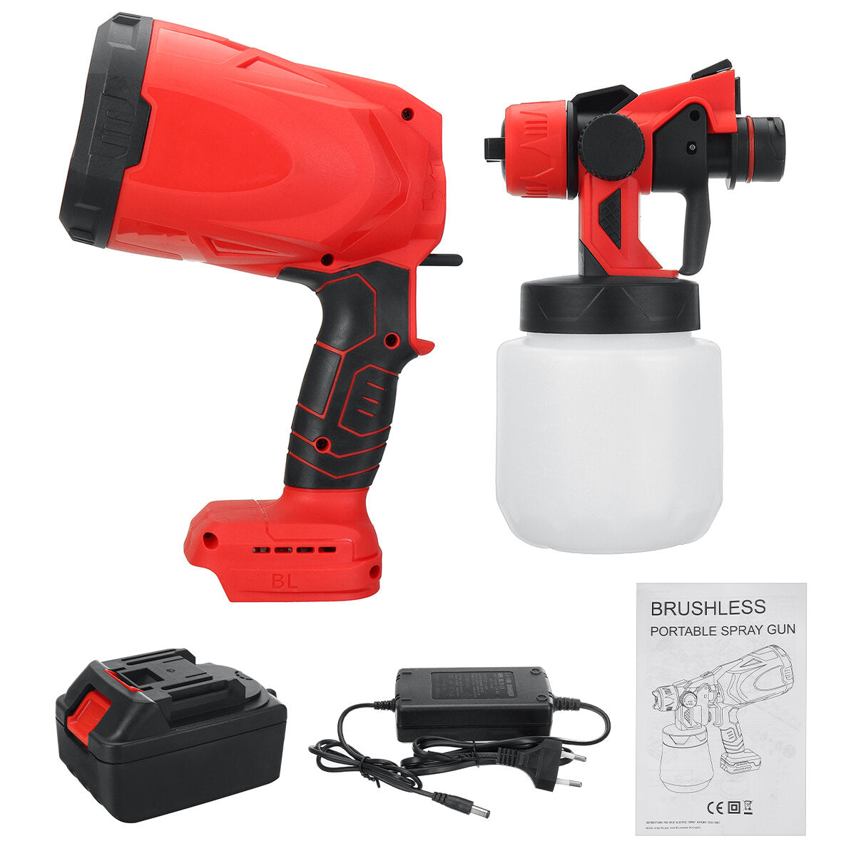 21V 1300mAh Paint Spray Guns Craft Painting Tool Spray Model Airbrush Electric Paint Sprayer W/ 1/2 Battery