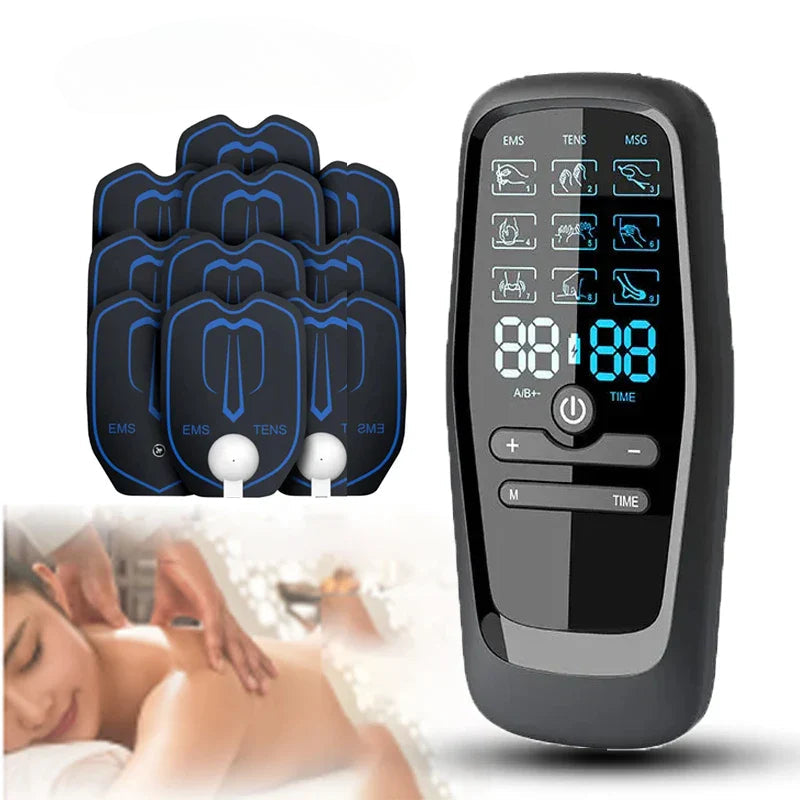 Multi-Functional TENS Electric Massager with 6 Modes, 19 Intensity Levels for Pain Relief - Long Battery Life & Hydrogel Pads