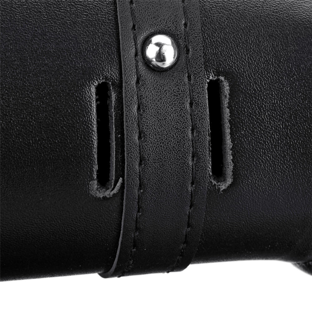 Motorcycle Front Fork Tool Saddlebags Pouch Luggage Black Leather