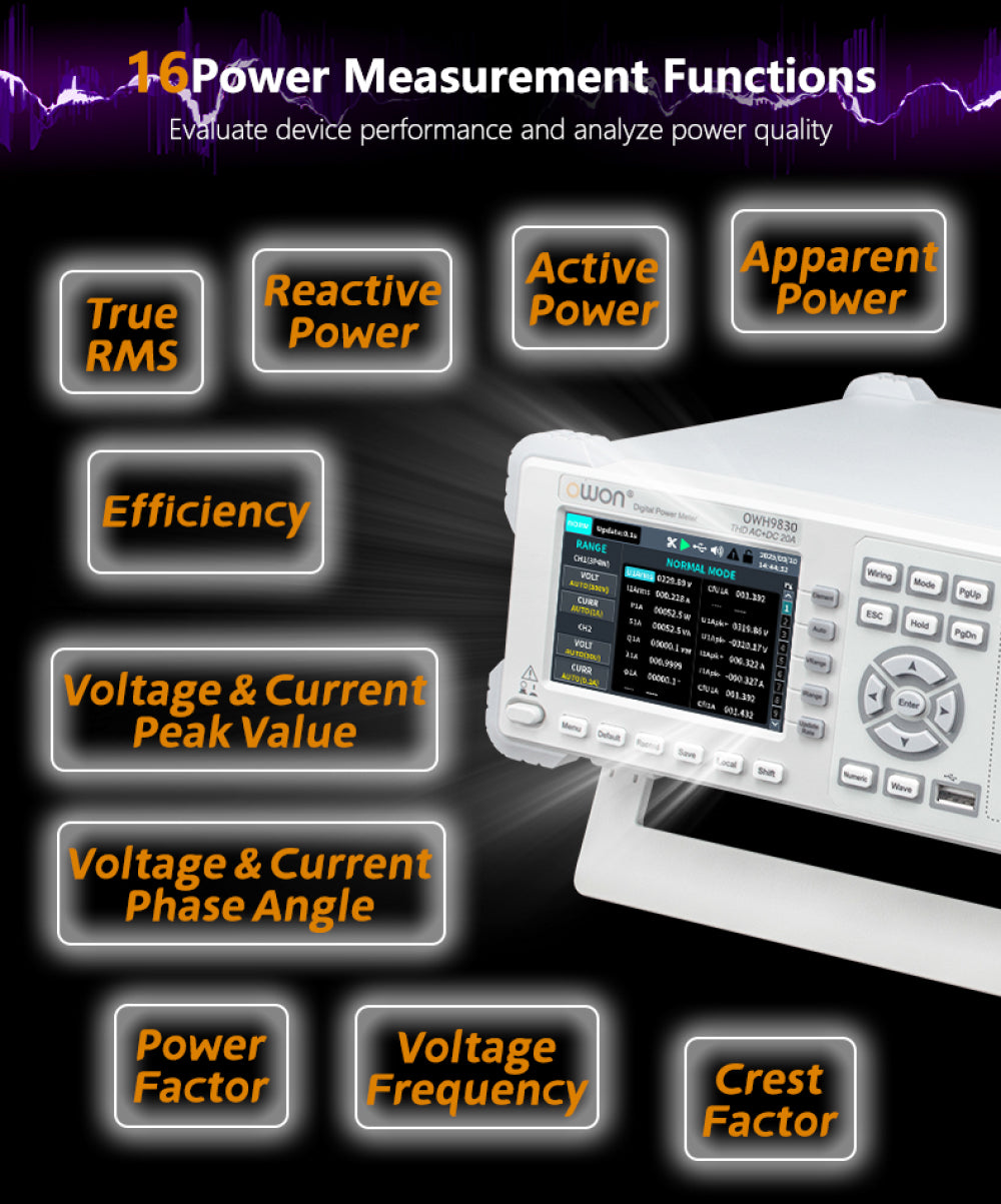 High Precision Power Meter 10 Channels Measurement Energy Monitoring 3.96 Inch TFT LCD RS232 Portable Professional Energy Analyzer