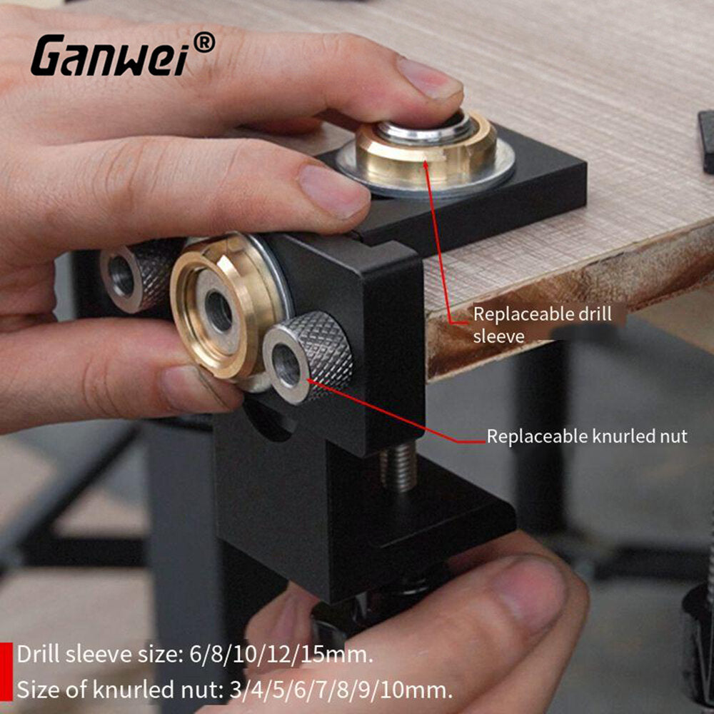 Three-in-One Woodworking Locator Tool - Durable 6061 Aluminum, Precision Markings, Clamping Range 0-52mm, Multiple Drill Sizes