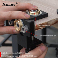 Three-in-One Woodworking Locator Tool - Durable 6061 Aluminum, Precision Markings, Clamping Range 0-52mm, Multiple Drill Sizes