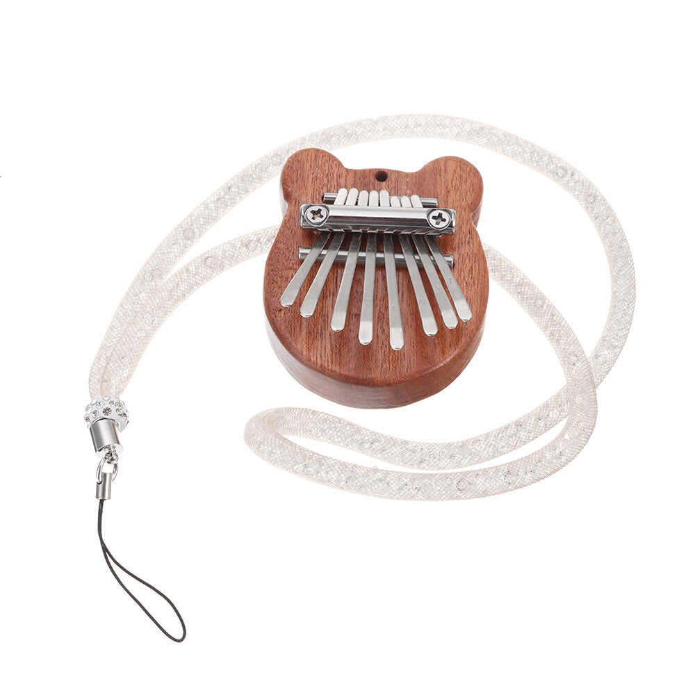 8 Keys Mini Kalimba Africa Thumb Piano Mbira Solid Wood Keyboard Instrument Gift Toy With Lanyard Pendant