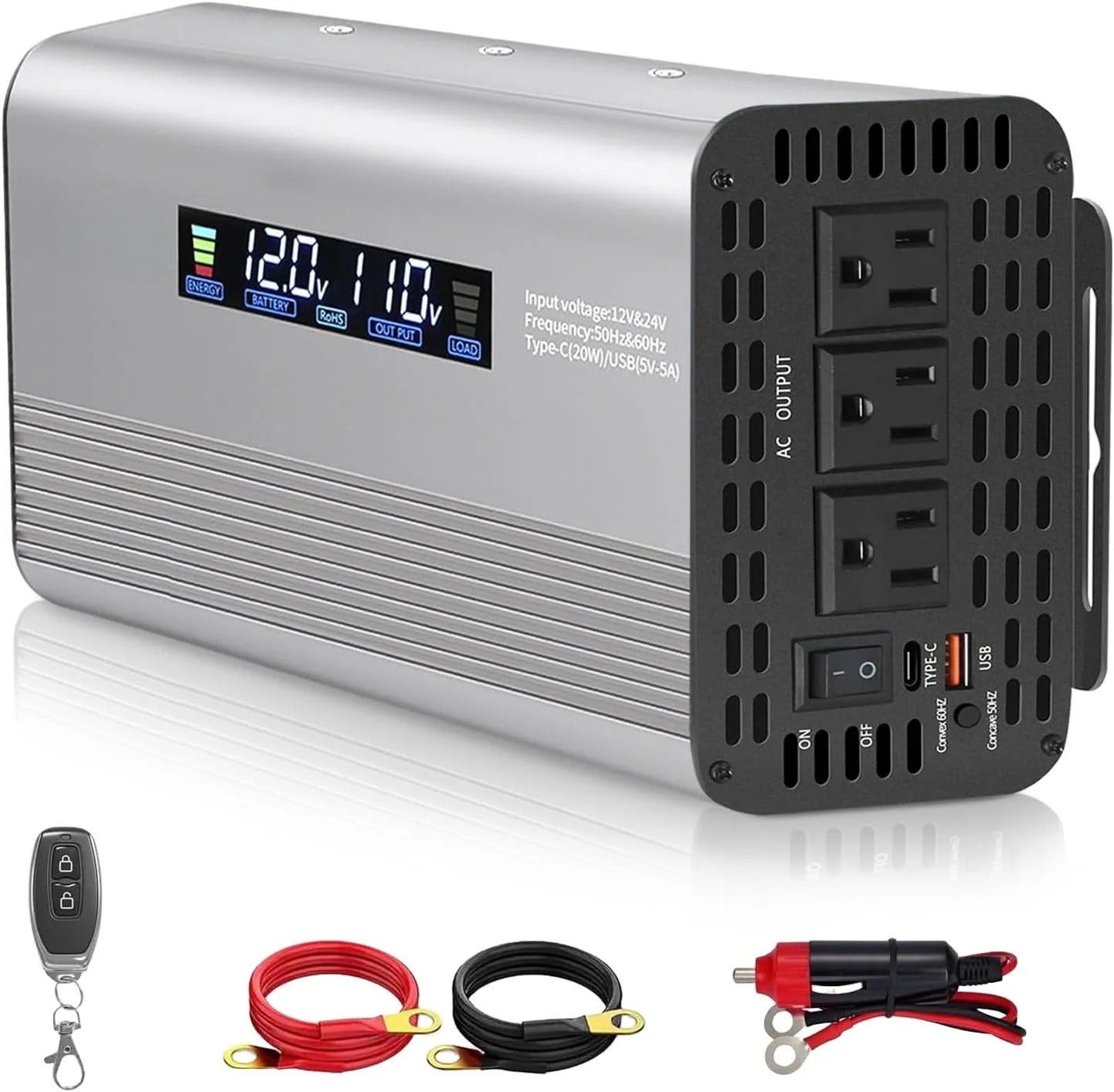GreenZech Pro Inverter | 500W 1000W 1500W | 12V 24V Auto-Detect | Professional Pure Sine Wave Converter