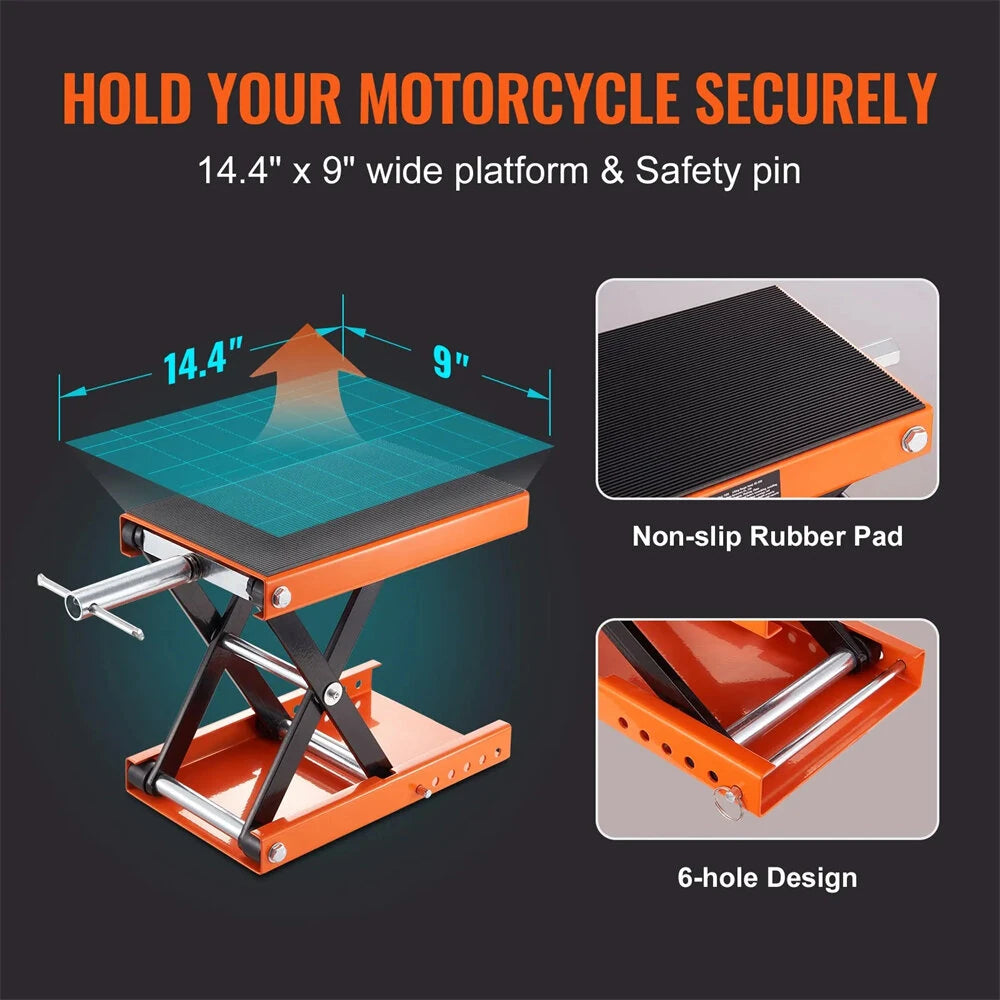 1100lbs Motorcycle Scissor Jack Lift 499.5 kg Wide Deck Hoist Stand for ATVs Bike